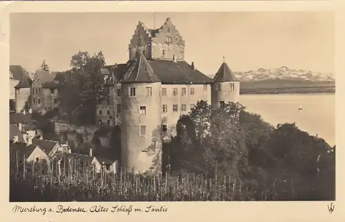 Meersburg Bodensee, altes Schloss mit Säntis gl1942 E6826