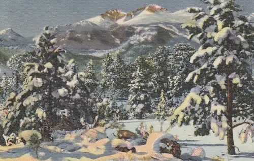 Rocky Mountain Nat.Park, CO., Longs Peak and Mt. Meeker in Winter ngl E8730