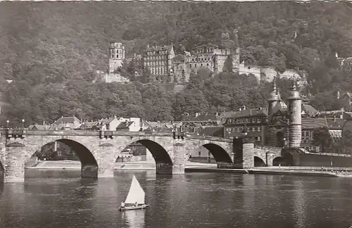 Heidelberg, Alte Neckar-Brücke und Schloss gl1959 E8875