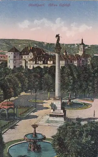 Stuttgart, Schlossplatz mit altem Schloss gl1918 E7017