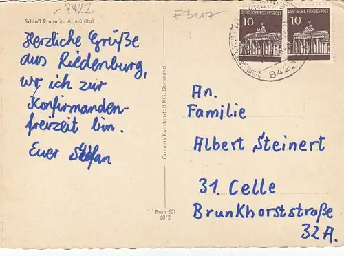 Schloss Prunn bei Riedenburg im Altmühltal glum 1970? F3117