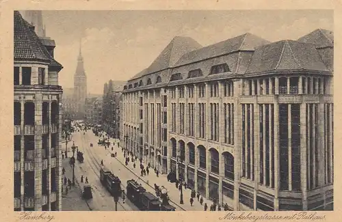 Hamburg, Mönkebergstrasse mit Rathaus ngl E9613