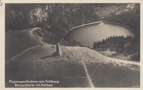 Feldberg im Schwarzwald, Bismarckturm mit Feldsee, Flugzeugaufnahme gl1930 E7552