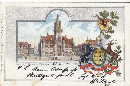 Stuttgart, Neues Rathaus, Litho gl1900 E7020