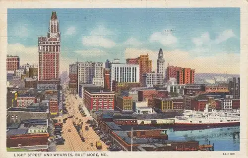 Baltimore, MD., Light Street and Wharves gl1934 E7041