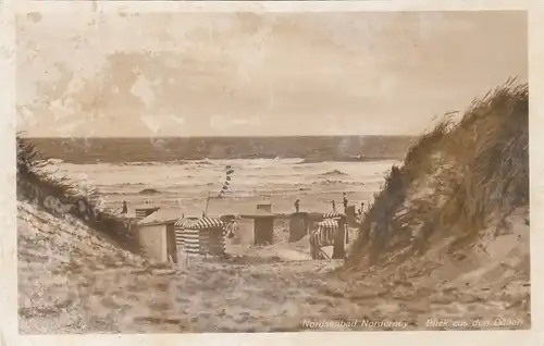 Nordseebad Norderney, Blick aus den Dünen glum 1930? E7127