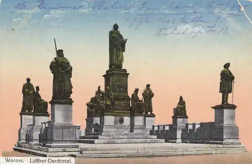 Worms am Rhein, Luther-Denkmal feldpgl1917 E7448