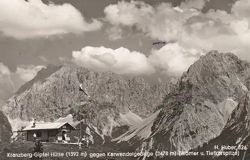 Kranzberg-Gipfel Hütte gegen Karwendel gl1961 F0292