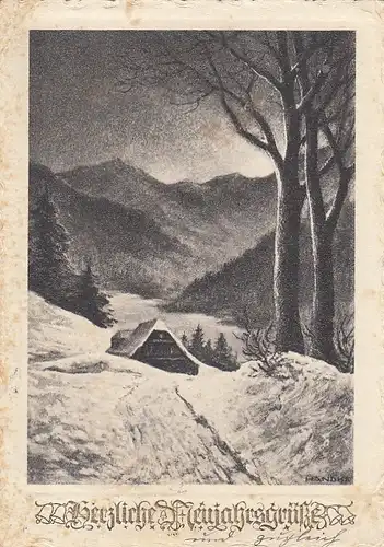 Neujahr-Wünsche aus Winterlandschaft gl1933 E8204