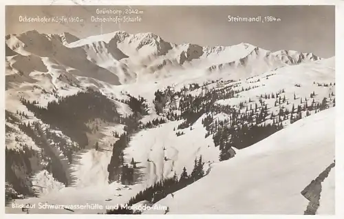 Kleinwalsertal, Blick auf Schwarzwadderhütte und Melködealm gl1938 E7568