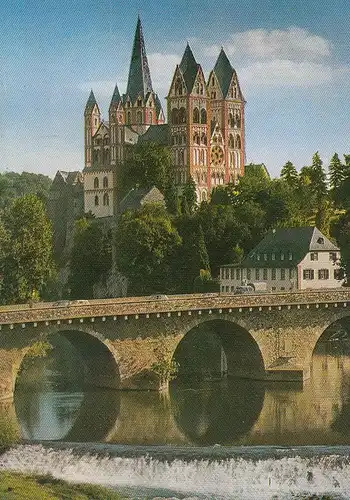 Limburg a.d.Lahn, Blick von der alten Lahnbrücke zum Dom ngl F0645