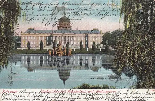 Potsdam. Stadtschloss mit Karpfentzeich und Neptunbrunnen gl1901? E8045