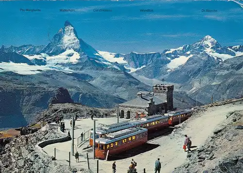 Zermatt, Station Gornergrat, mit Matterhorn, Dt.Blanche gl1973 F4171