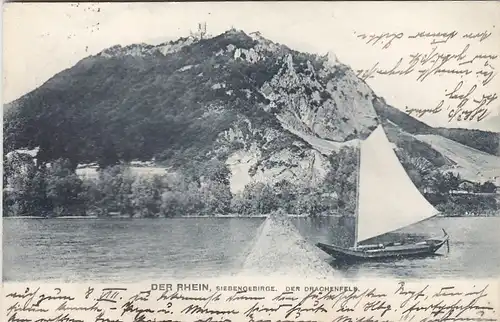 Siebengebirge am Rhein mit Drachenfels gl1906 E8601