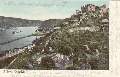 Schloß Rheinfels mit St.Goar am Rhein gl1903 F1850