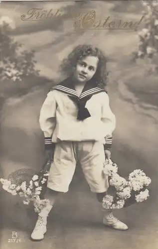 Ostern-Wünsche mit kleinem Matrosen glum 1915? E7894