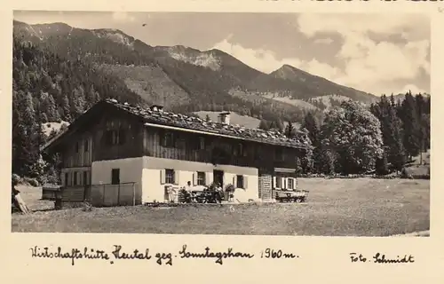 Unken b. Lofer, Wirtschaftshütte Heutal gegen Sonntagshorn gl1942 F3297