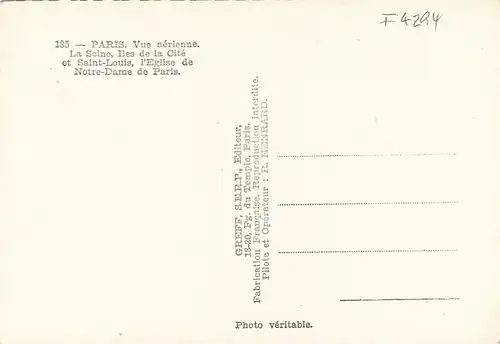 Paris, Vue aérienne ngl F4294