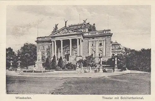Wiesbaden, Theater mit Schillerdenkmal ngl F0299
