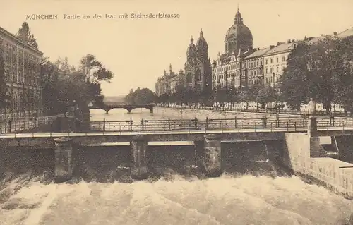 München, Partie a.d.Isar mit Steinsdorfstrasse ngl F2069