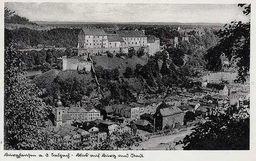 Burghausen a.d. Salzach, Blick auf Burg und Stadt ngl F1050