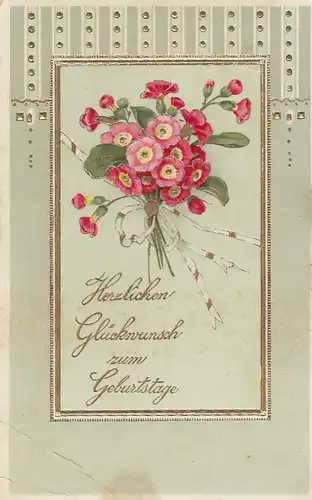 Geburtstag-Wünsche mit Blumenstrauß gl1912 E8220