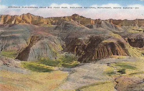 Bad Lands National Monument, SD, Dinosaur Playground from big Foot Pass ngl E8693