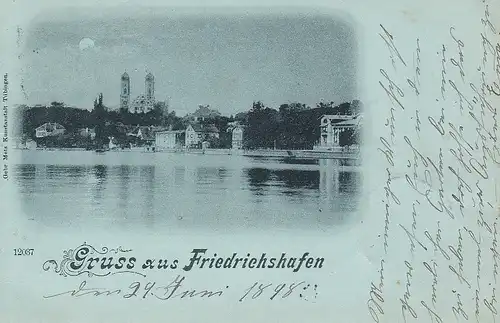 Friedrichshafen am Bodensee, Mondscheinkarte gl1898 F0762