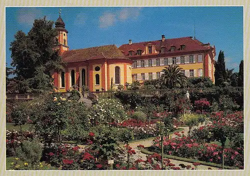 Insel Mainau im Bodensee, Schloß und Schloßkirche im Rosengarten ngl F0639