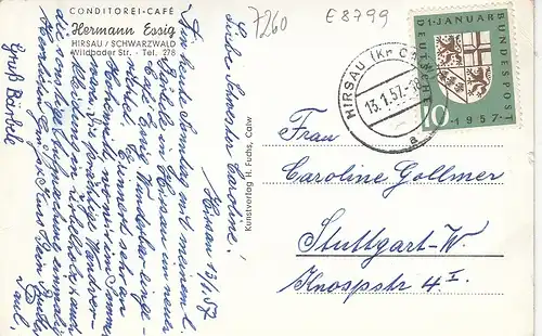 Hirsau, Schwarzwald, Conditorei Hermann Essig gl1957 E8799