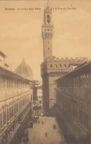Firenze, Il Portico degli Uffizi 3e il Palazzo Vecchio gl1914 E9164