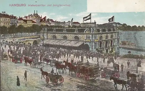 Hamburg, Alsterpavillon und Jungfernstieg ngl F5023