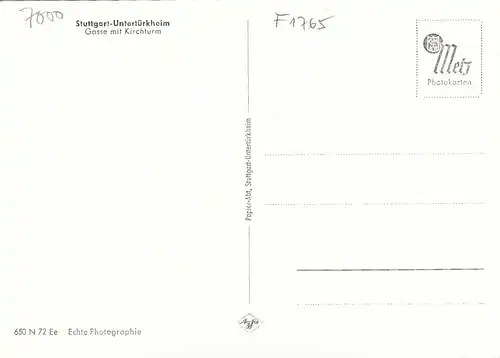 Stuttgart-Untertürkheim, Gasse mit Kirchturm ngl F1765