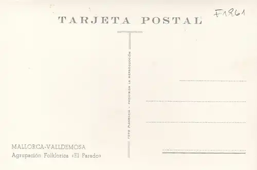 Mallorca-Valldemosa, Agrupación Folklorica "El Paradiso" ngl F1961