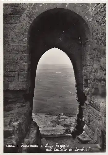 Enna, Panorama e Lago Pergusa dal Castello di Lombardo ngl F1528