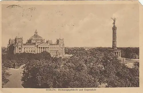 Berlin, Reichstagsgebäude mit Siegessäule gl1928 F2177