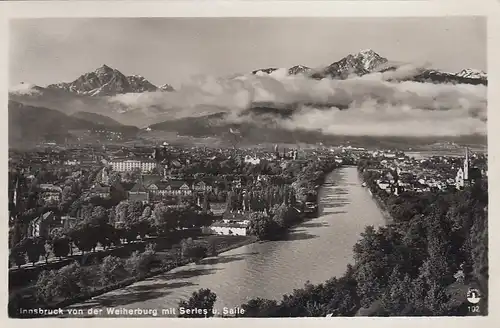 Innsbruck von der Weiherburg mit Serles und Saile gl1930 E9632