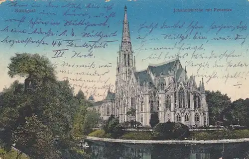 Stuttgart, Johanniskirche mit Feuersee gl1917 F2545