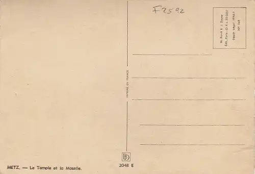 Metz (Moselle), La Moselle, Le Temple et la Moselle ngl F2592