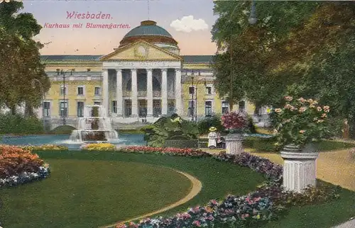 Wiesbaden, Kurhaus mit Blumengarten gl1915 F3605