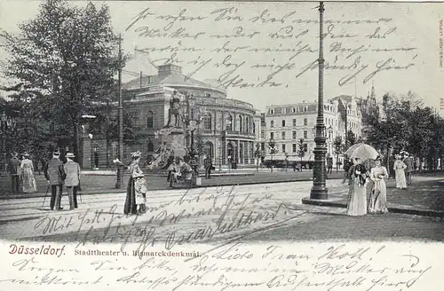 Düsseldorf, Stadttheater und Bismarckdenkmal ngl F1856