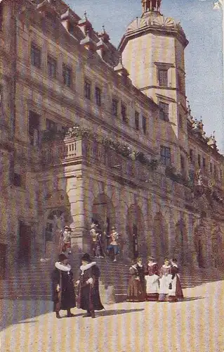 Rothenburg o.T., Vor dem Rathaus ngl F2656