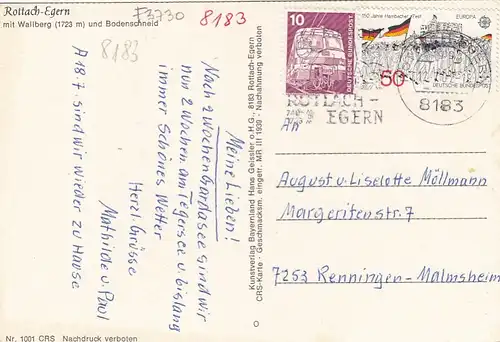 Rottach-Egern am Tegernsee, mit Wallberg und Bodenschneid gl1982 F3730