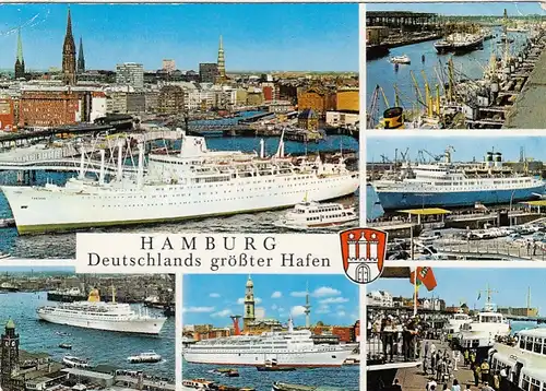 Hamburg, Deutschlands größter Hafen, Mehrbildkarte ngl F5365