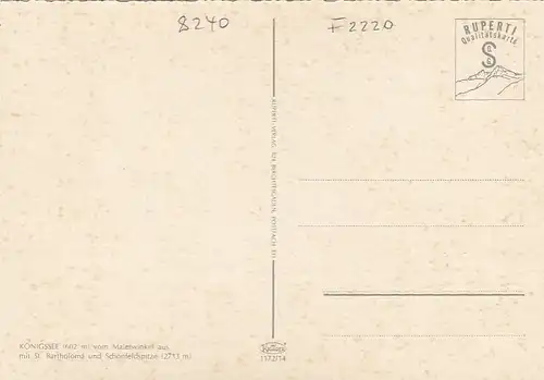 Königssee vom Malerwinkel aus mit St.Bartholomä u. Schönfeldspitze ngl F2220