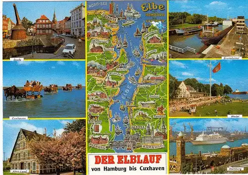 Hamburg, Elblauf Hamburg - Cuxhaven, Mehrbildkarte ngl F5555