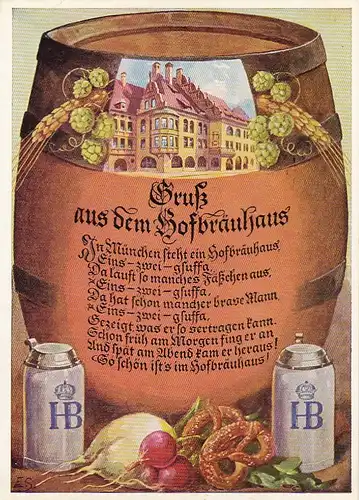 München, Gruß aus dem Hofbräuhaus! Liedtext ngl F3092