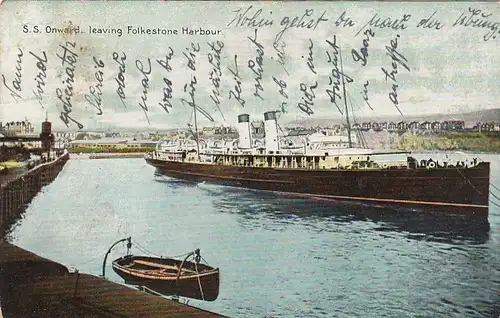 S.S.Onward, leaving Folkestone Harbour gl1907? F3144