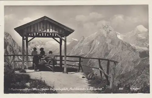 Schachenpavillon Gegen Zugspitzplatt, Hochblassen u. Alpspitze ngl F2996