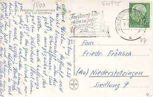 Freiburg i.Breisgau, Blick vom Schloßberg gl1958 F0995